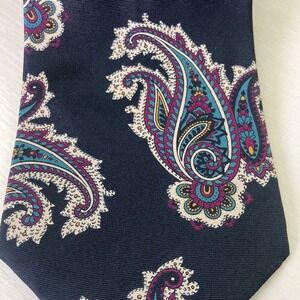 Reed St. James Men's Neck Tie Black Silk Purple Blue Paisley 57" Long Classic‎